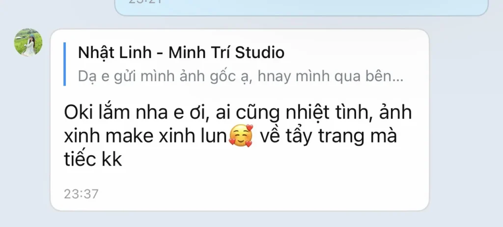 Feedback tin nhắn Minh Trí Studio - ảnh 1