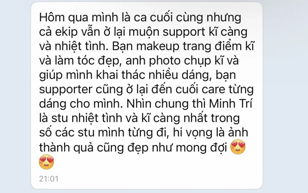 Feedback tin nhắn Minh Trí Studio - ảnh 1