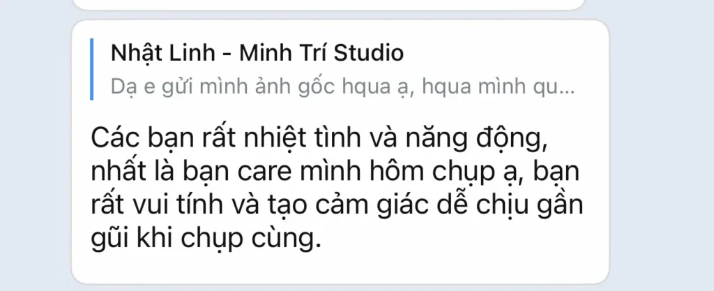 Feedback tin nhắn Minh Trí Studio - ảnh 1