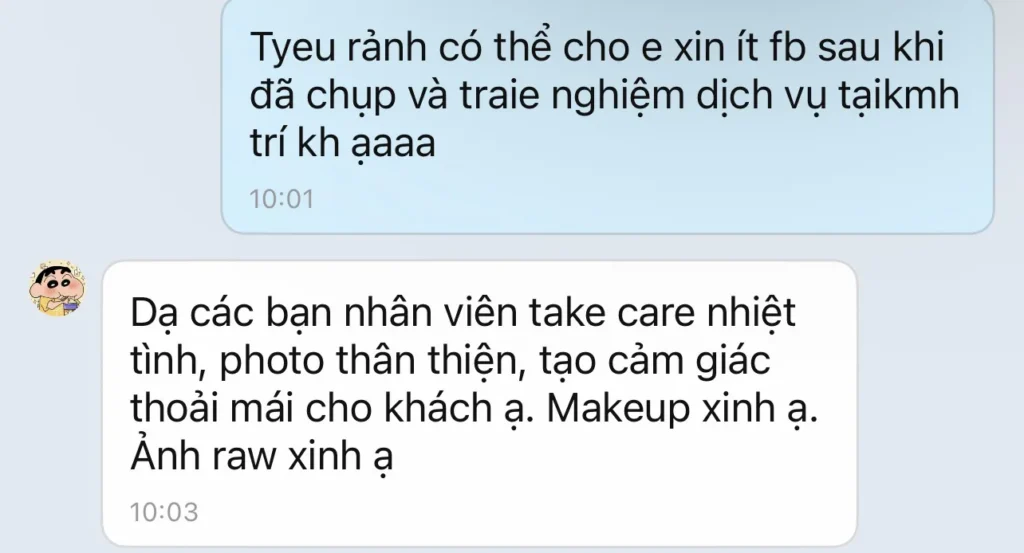 Feedback tin nhắn Minh Trí Studio - ảnh 1