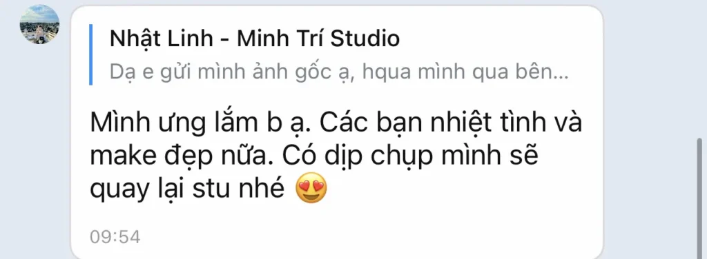 Feedback tin nhắn Minh Trí Studio - ảnh 1