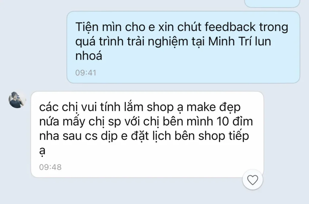 Feedback tin nhắn Minh Trí Studio - ảnh 1